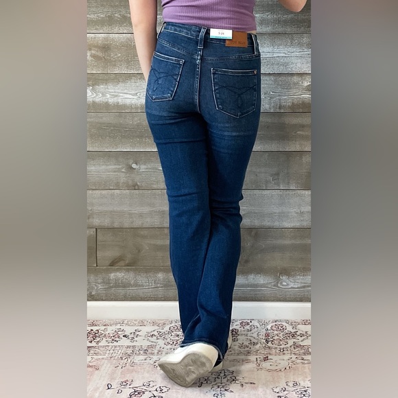 judy blue tummy control back pocket embroidered bootcut jeans long inseam 88786 - Picture 11 of 16